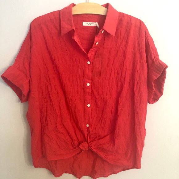 Rag & Bone Red Tie Button Down Shirt - Picture 4 of 6